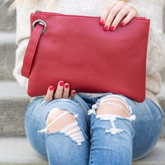 Handbags - Red Oversized Everyday Clutch